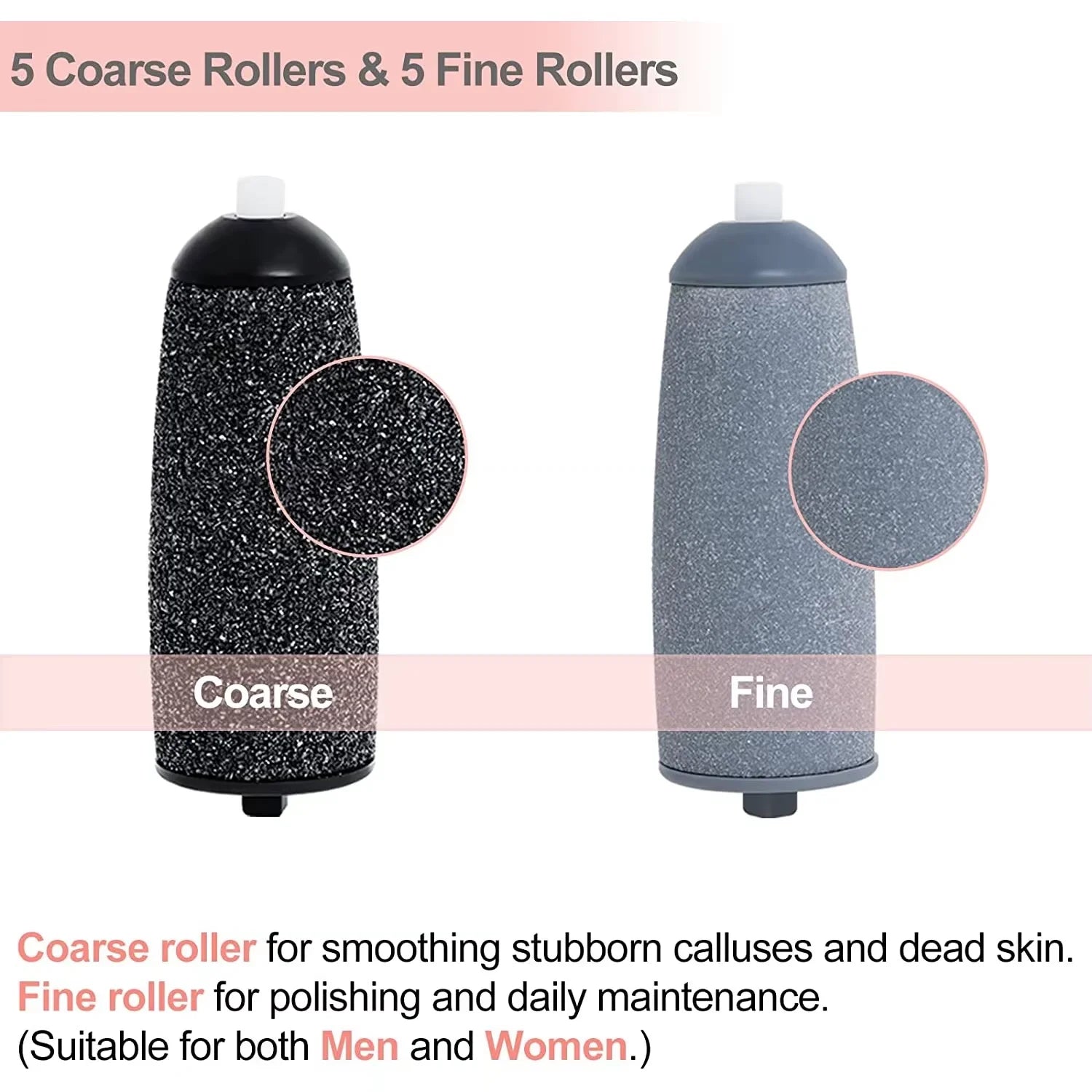Coarse and fine replacement rollers for the Meroria Pedicure Kit Pro