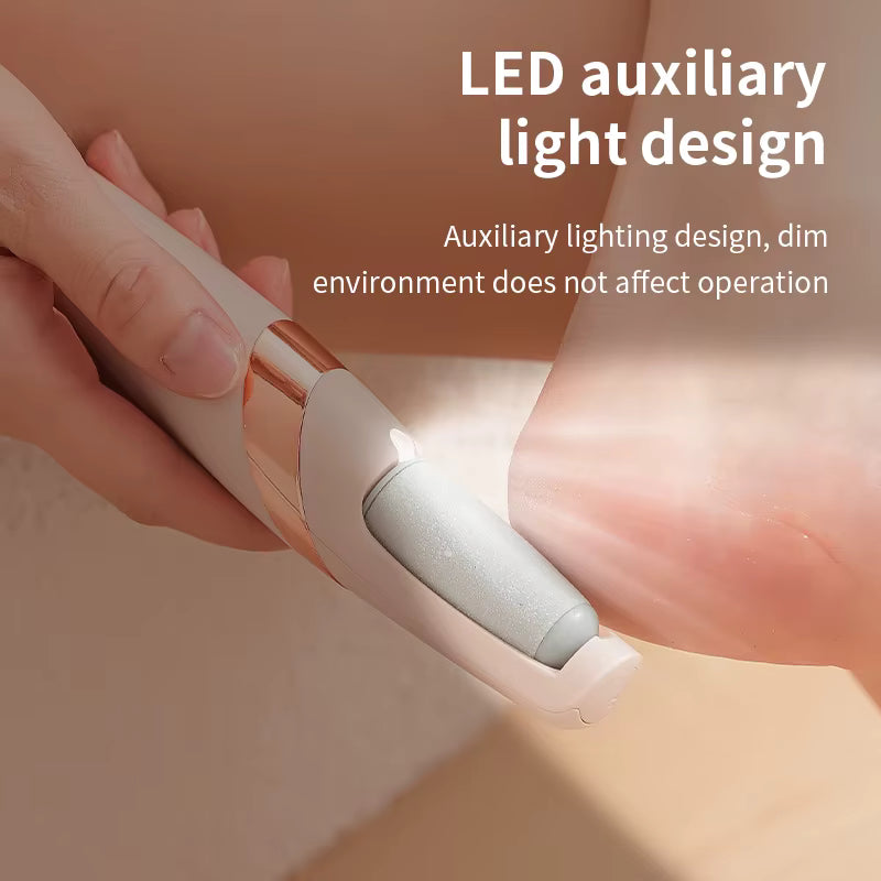 Meroria Pedicure Kit Pro with LED light illuminating the heel during use